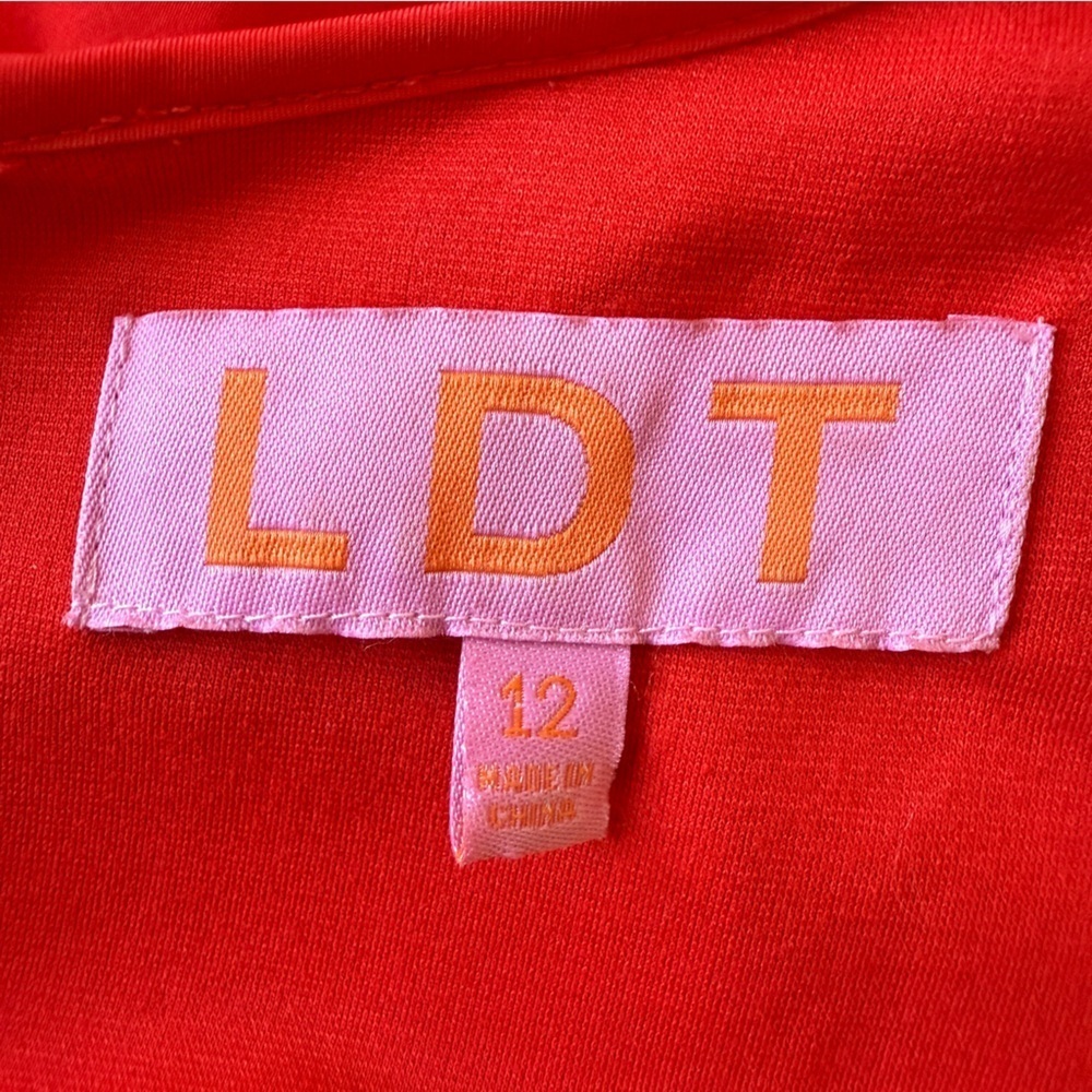 LDT Red Dress Connie Front Tie Short Sleeve Blouson Midi Dress 12 - Picture 12 of 16